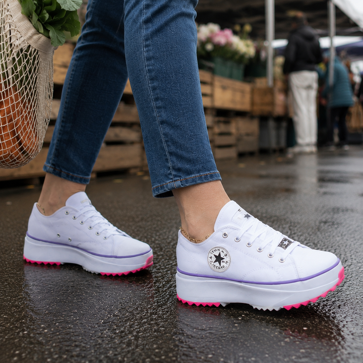 Back view of women's casual platform sneakers, showcasing supportive orthopedic design.