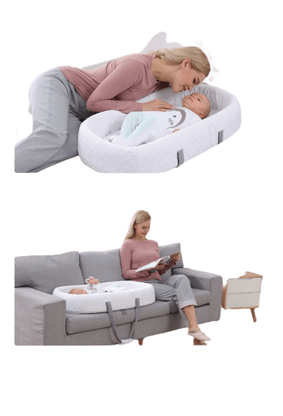 Portable baby nest bed, foldable design with mosquito net, ideal travel crib & sleep solution for infants.