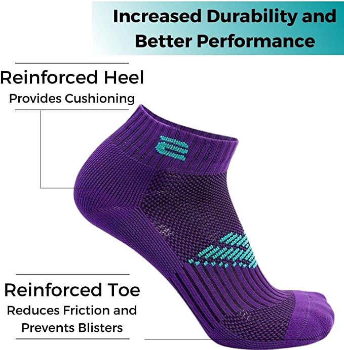Unisex compression ankle socks (5-pack) for runners, athletes, and travel comfort.