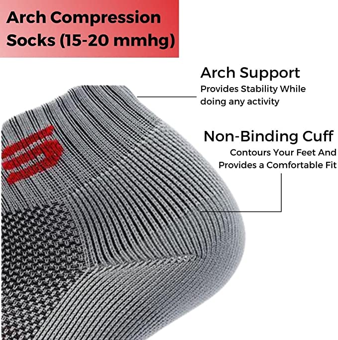 Active relief ankle compression socks, 5 pairs, designed for pain relief & athletic performance.