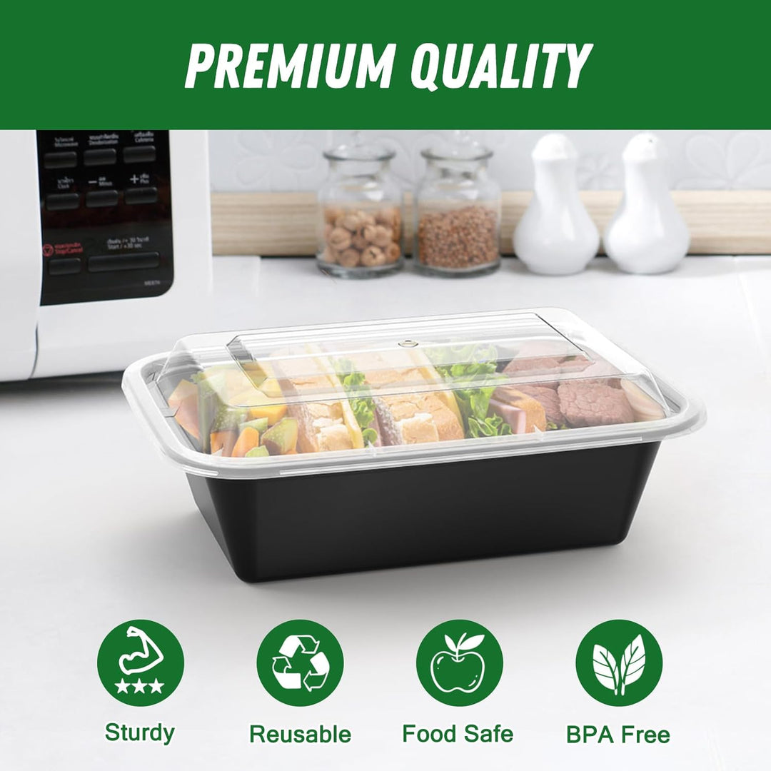50-piece set of meal prep containers with lids, perfect for portion control, healthy eating & lunch.