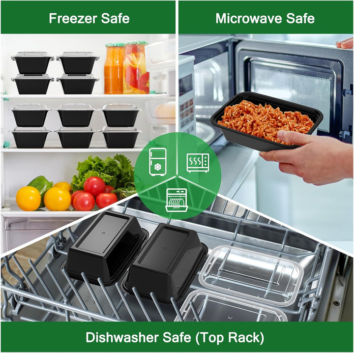 Meal prep containers (50-piece set) filled with fresh food, ideal for healthy lunches & portion control.