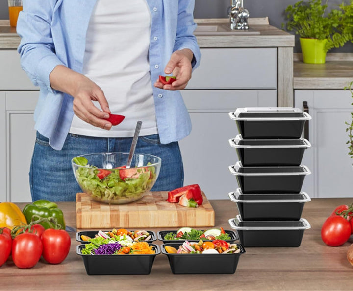 50-piece meal prep food storage containers with airtight lids for healthy eating & kitchen organization.