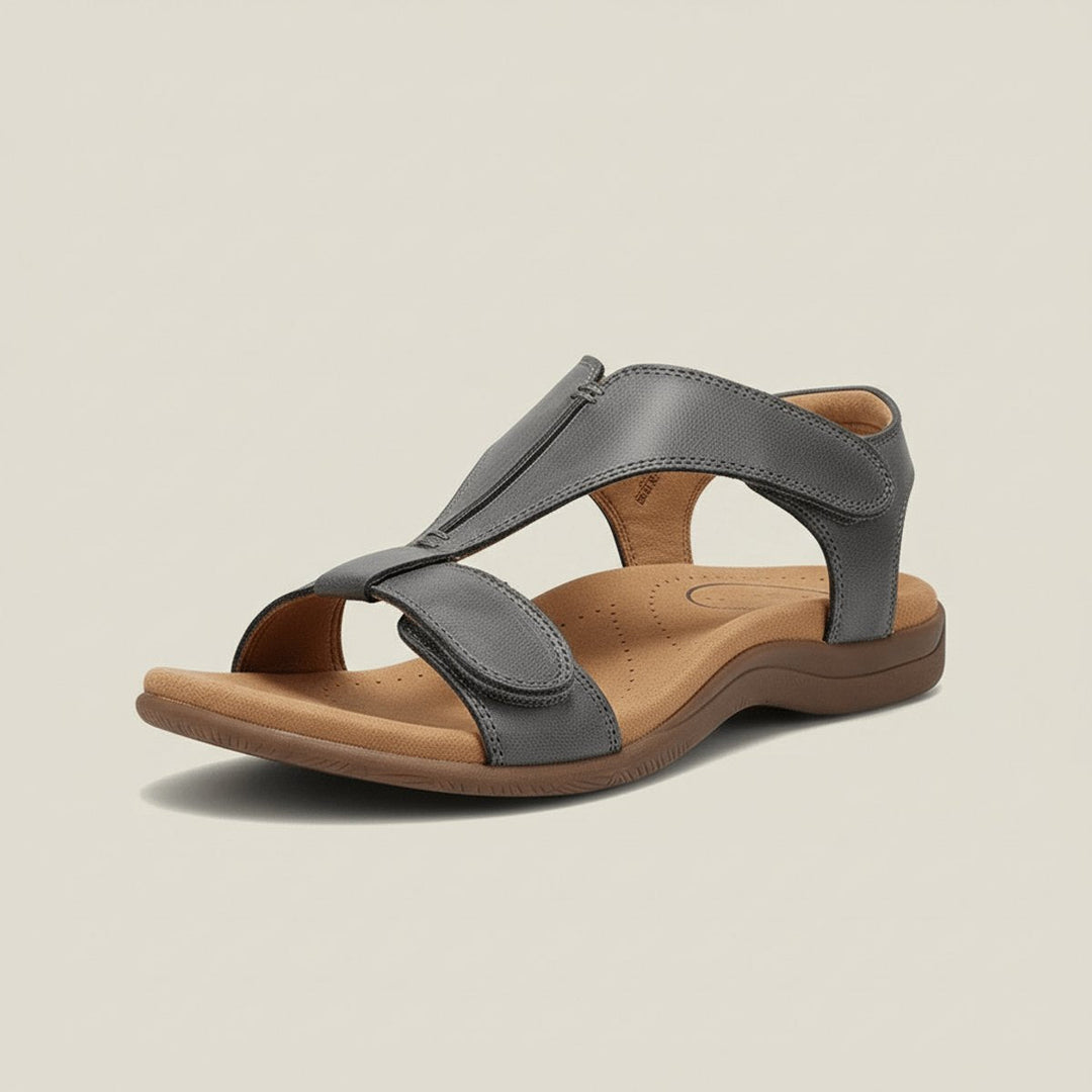 Lightweight women's open-toe T-strap sandals, perfect for casual chic, with adjustable hook-and-loop.