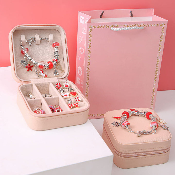 Handmade fun: children's DIY bracelet kit with beads & charms for creative arts & crafts.