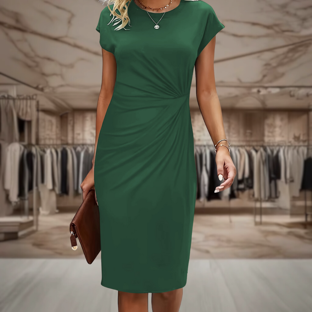 Chic women's adjustable wrap dress. Flattering midi design, perfect for elegant summer and day wear.