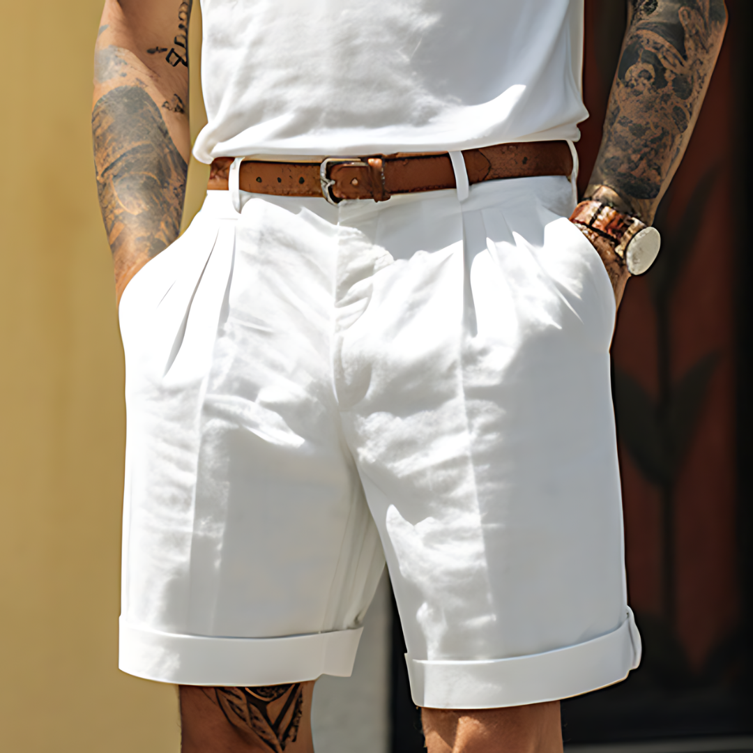 Men's tailored chino shorts in a classic cut, perfect for effortless summer style and comfort.