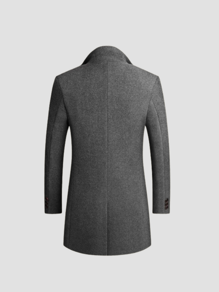 Modern classic men's overcoat. Single-breasted winter jacket providing smart style & cold weather protection.