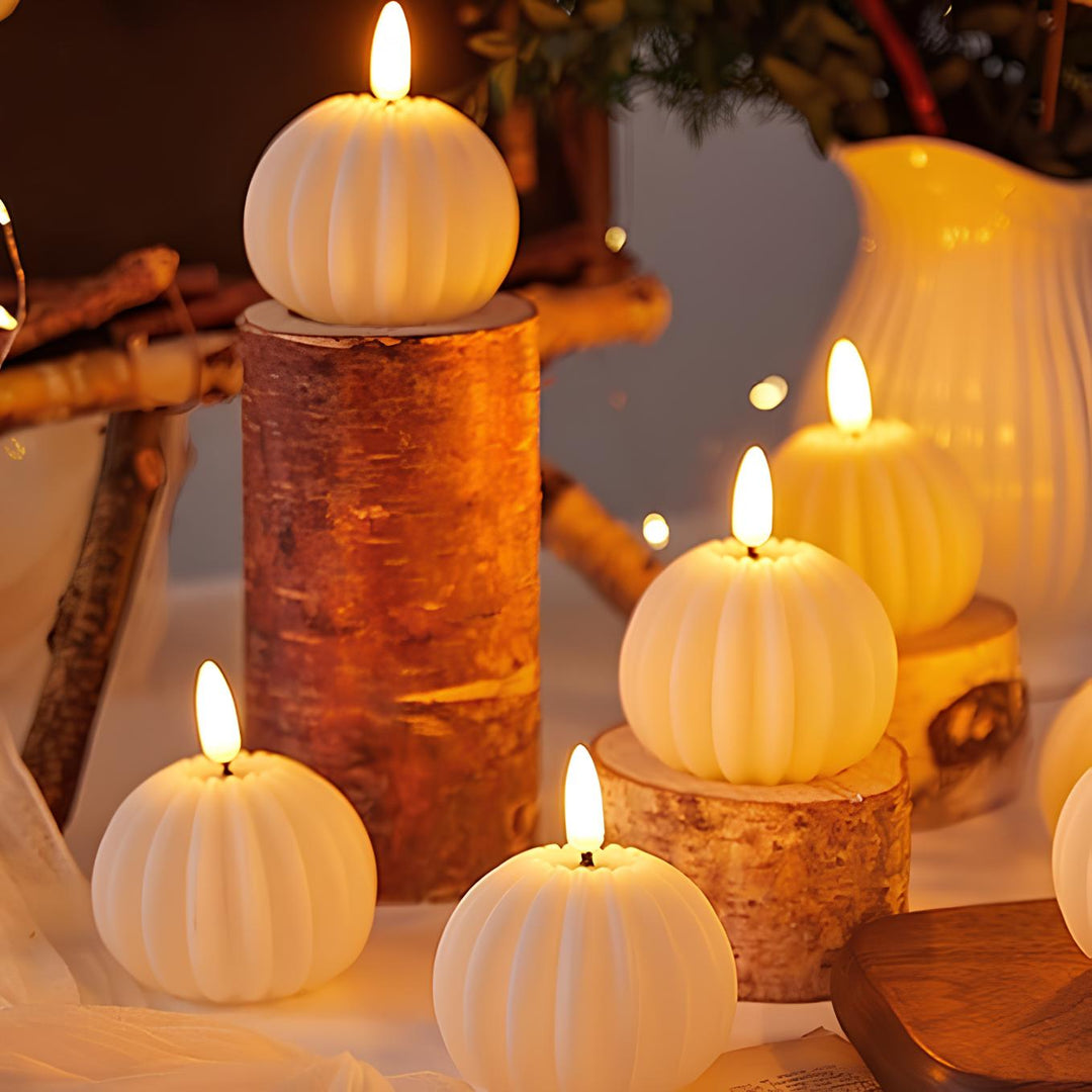 Warm white LED candles, battery-powered, offering decorative lighting without real flame.