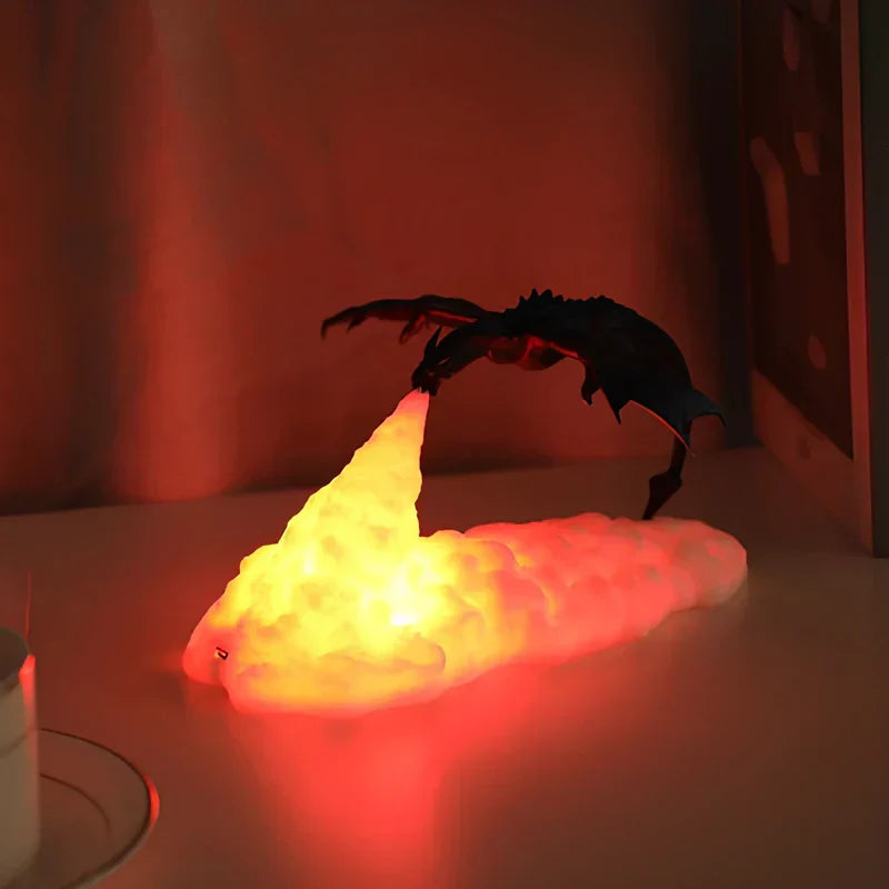 3D printed LED dragon night light, perfect fantasy decor for kids' rooms or gamer gifts.