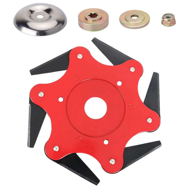 Universal 6-blade steel trimmer head for heavy-duty grass cutting & weed trimming. Essential garden tool for yard care.