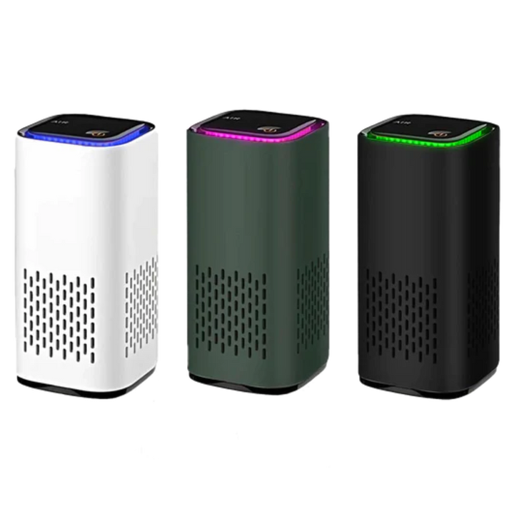 Black quiet pet air purifier with advanced home air filter for dander, odors, and fresh air.