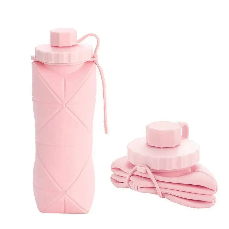 20 fl oz collapsible silicone travel bottle, unisex. Perfect for gym, outdoor adventures & daily reusable hydration.