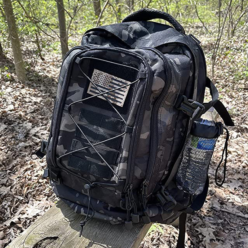Adventure-ready 60L waterproof molle backpack, essential camping & hiking equipment.