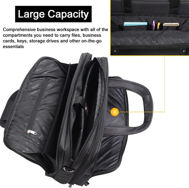 Organized & protective men's canvas laptop briefcase for professional work & travel.