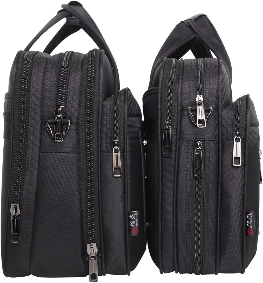 Professional men's laptop briefcase tote, canvas, protective for business travel & executive use.