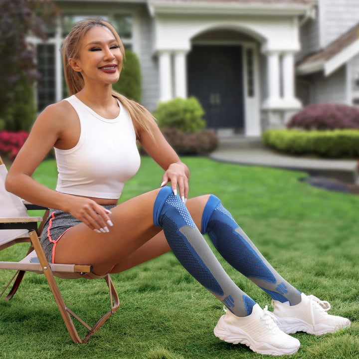 Unisex compression socks, all-day comfort, leg support for pain relief & improved circulation.