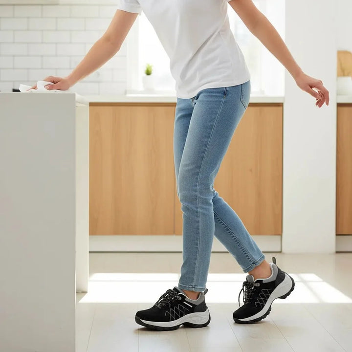 Comfortable women's walking shoes with advanced arch support, perfect for active days.