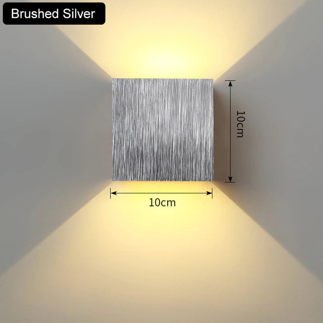 Chic Aluminum LED Cube Wall Sconce. Perfect up & down accent light for modern indoor/outdoor spaces.