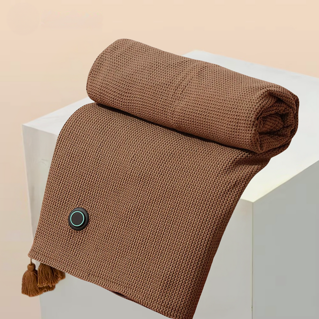 Electric heated shawl with USB power, cordless design for hands-free warmth. Great gift idea.