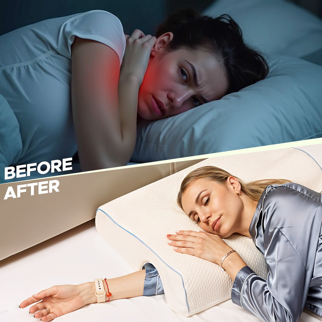 Luxurious memory foam side sleeper cuddle pillow, promoting comfort & better sleep for couples.