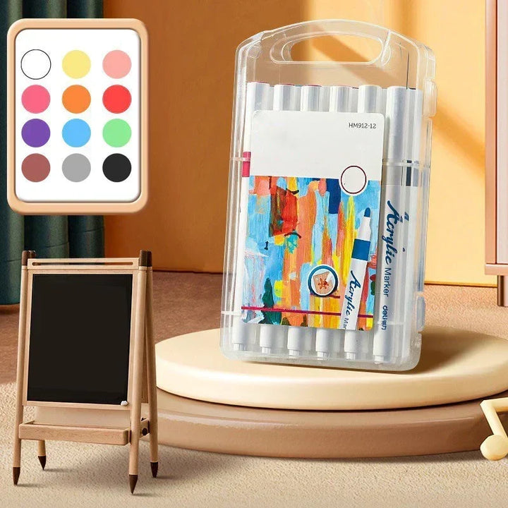 Bright acrylic markers for kids' art projects. Safe, easy-to-use paint pens for school art & creative drawing.
