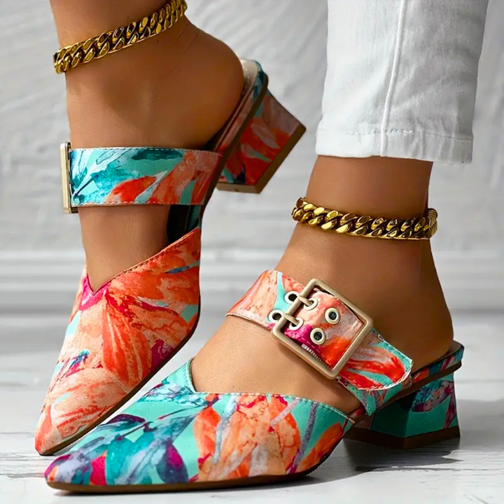 Stylish ladies' colorful high heels. Eye-catching vibrant footwear, comfortable and chic for any occasion.