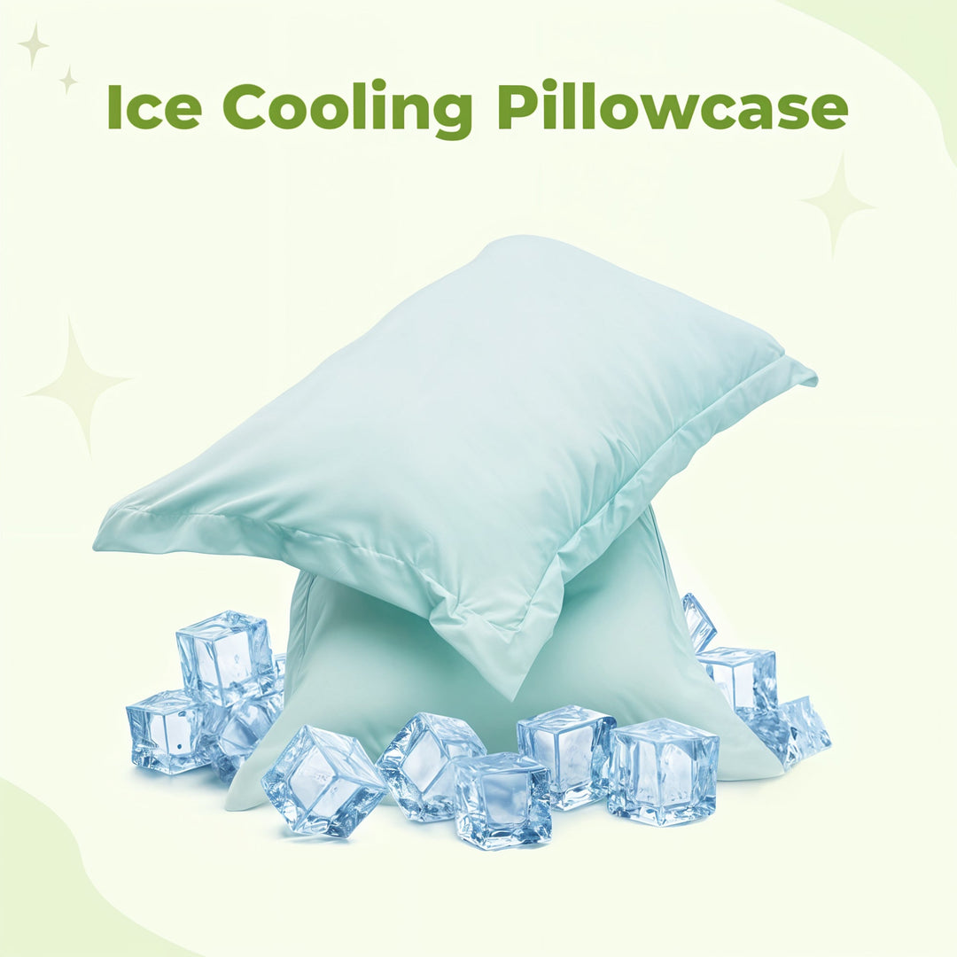 Pink cooling pillow & pillowcase set, designed for restful, cool sleep. Essential comfort for your bedroom.