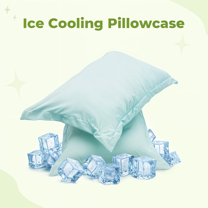 Pink cooling pillow & pillowcase set, designed for restful, cool sleep. Essential comfort for your bedroom.