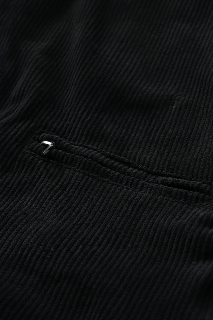 Men's black corduroy jacket, a classic casual button-up for versatile everyday wear in fall and spring.
