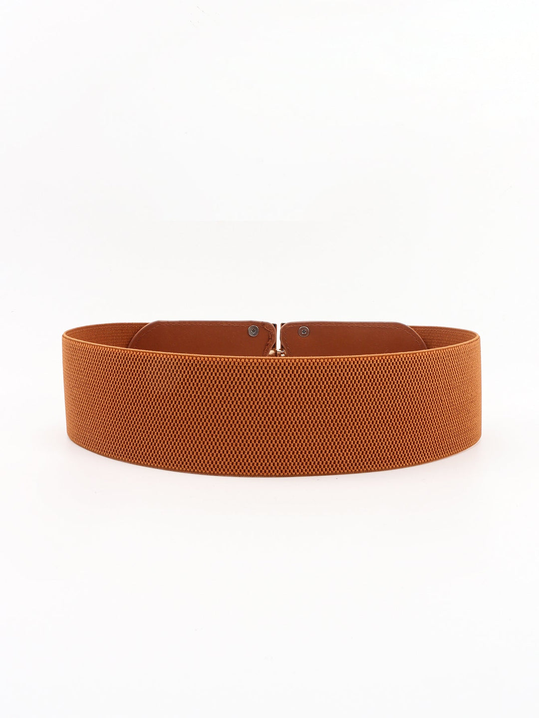 Everyday women's wide elastic waist belt with a sleek gold buckle, an essential accessory.