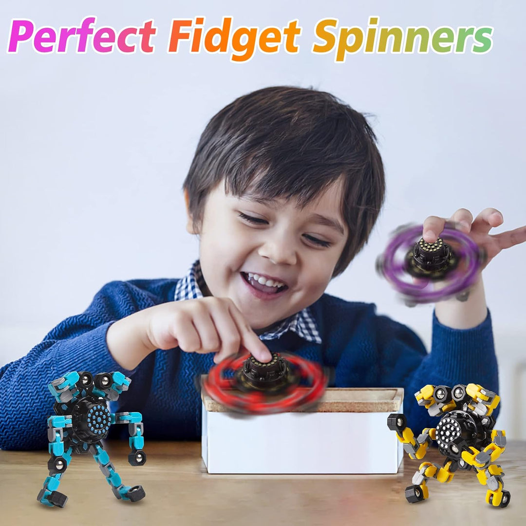 Mouldable fidget spinner in action, providing stress relief & aiding concentration for adults & children.