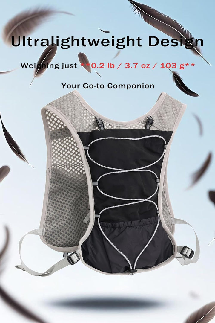 Outdoor fitness vest: Dravien ultra-light running hydration vest with 2L bladder.