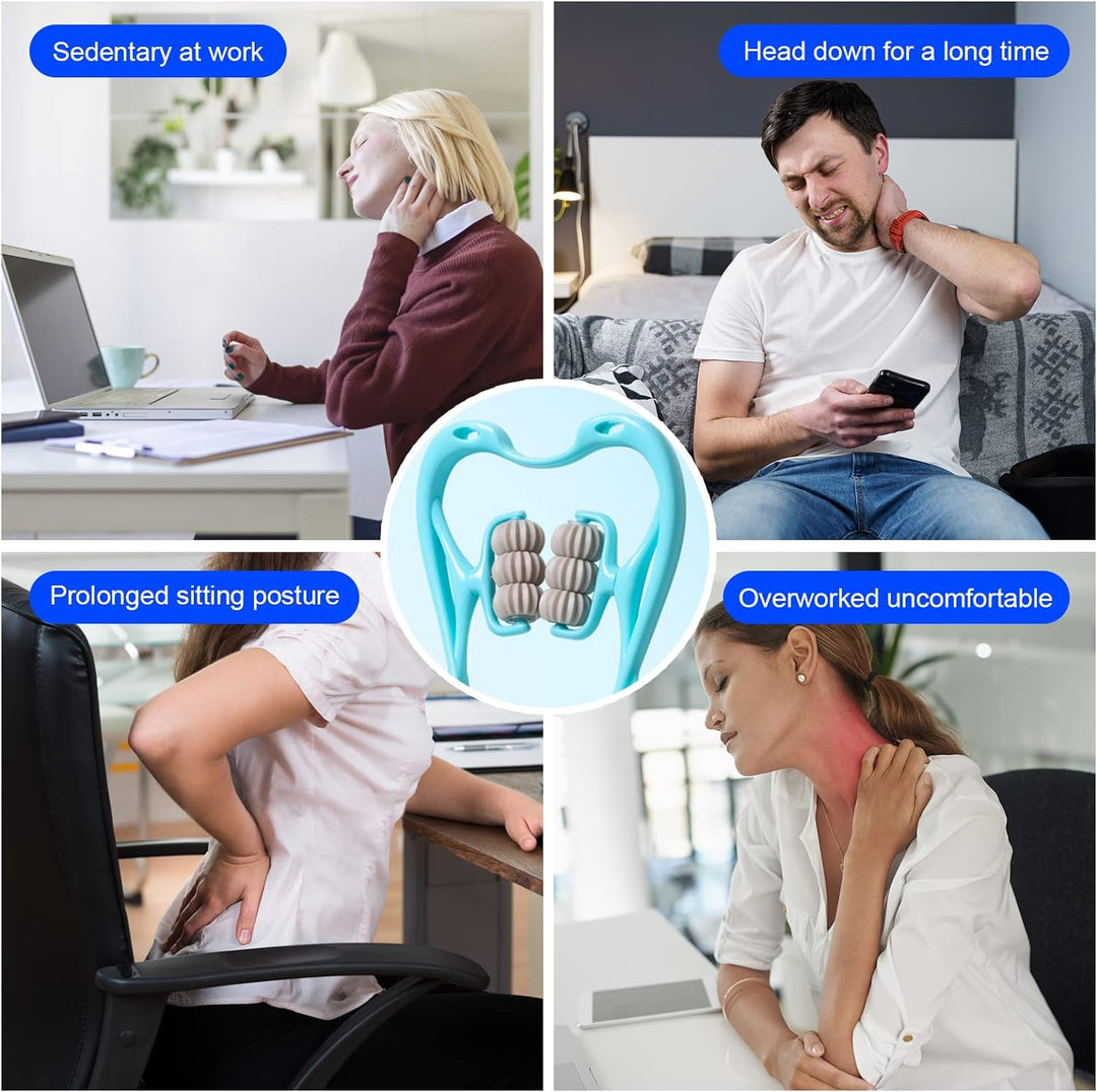 Relieve neck & shoulder tension with this handheld self massager. Promotes relaxation & muscle pain relief.