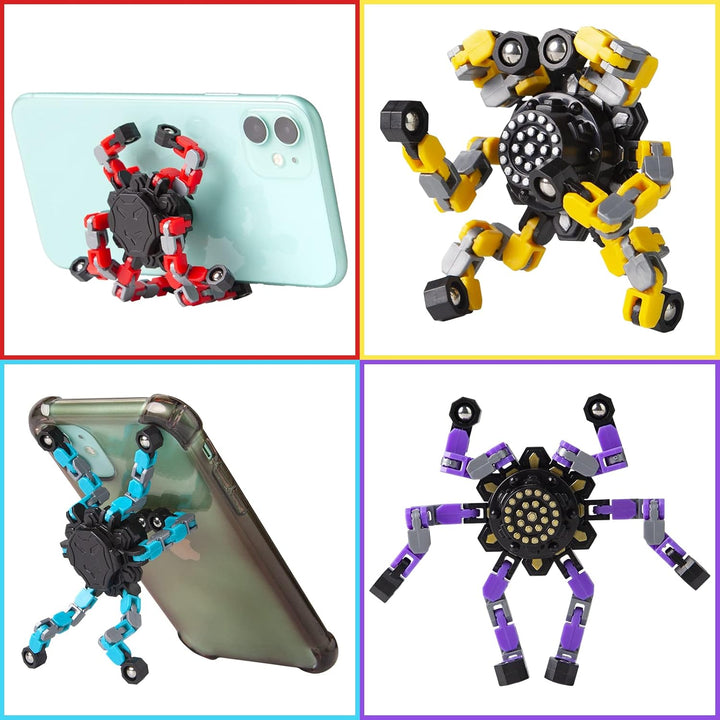 Creative gift set of 4 mouldable fidget spinners. A versatile sensory toy for improved concentration & anxiety.