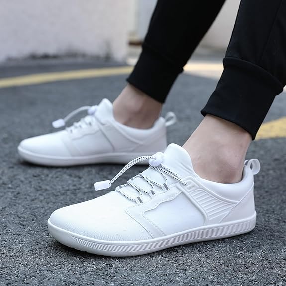 Comfortable minimalist athletic shoes with wide toe box & flexible sole for men & women.