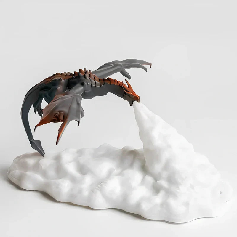 Fantasy decor 3D printed dragon LED lamp, rechargeable and perfect for ambient lighting.