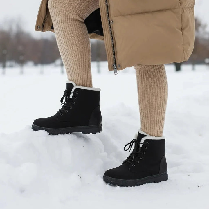 Women's brown winter snow boots, combining practicality with on-trend style.