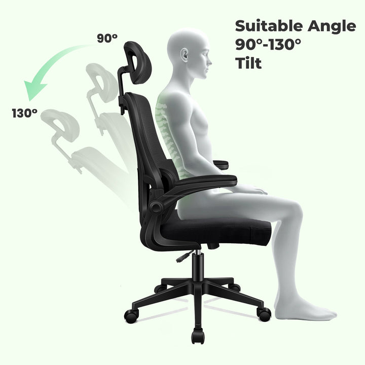 Sleek ergonomic mesh office chair with a comfortable headrest, suitable for modern office furniture.