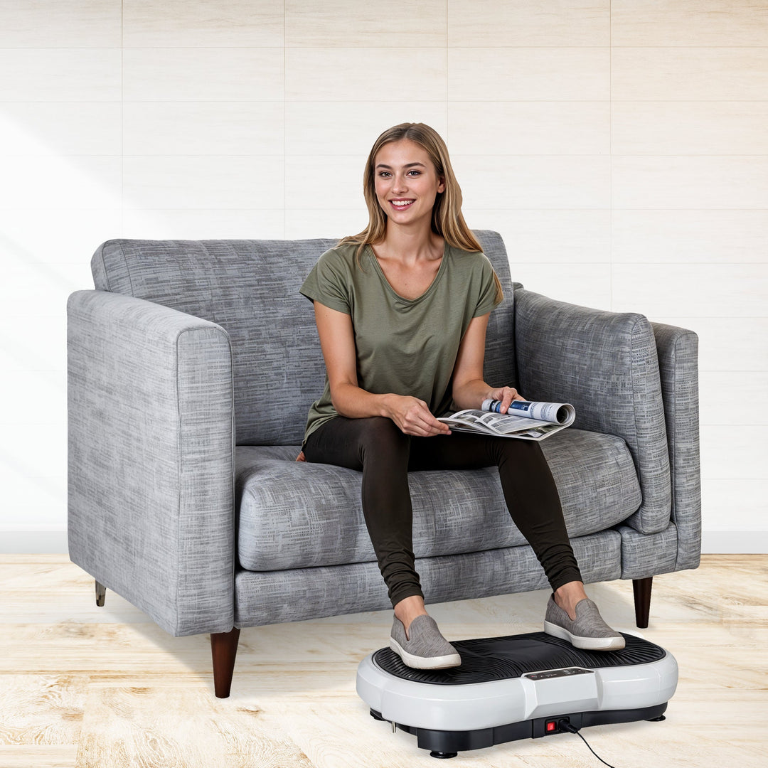 Vibration plate home gym machine with bands, perfect for weight loss, toning & full body exercise.