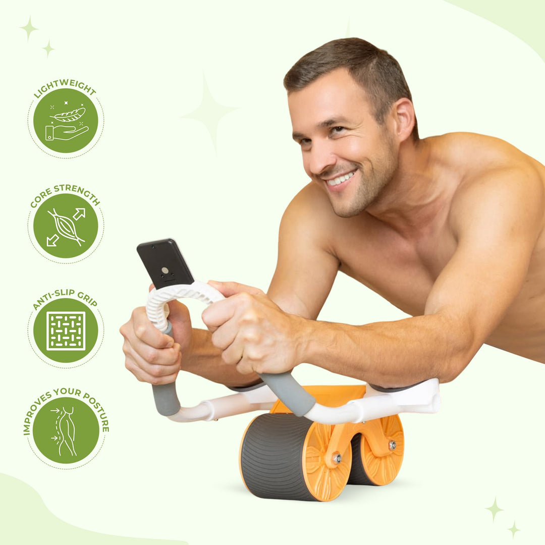 Advanced core abs roller with smart timer & elbow support for effective home fitness workouts.