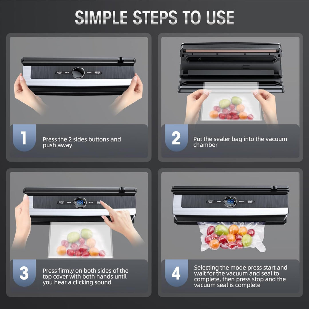 Modern kitchen appliance: 8-in-1 vacuum sealer with cutter for efficient food storage and home essentials.