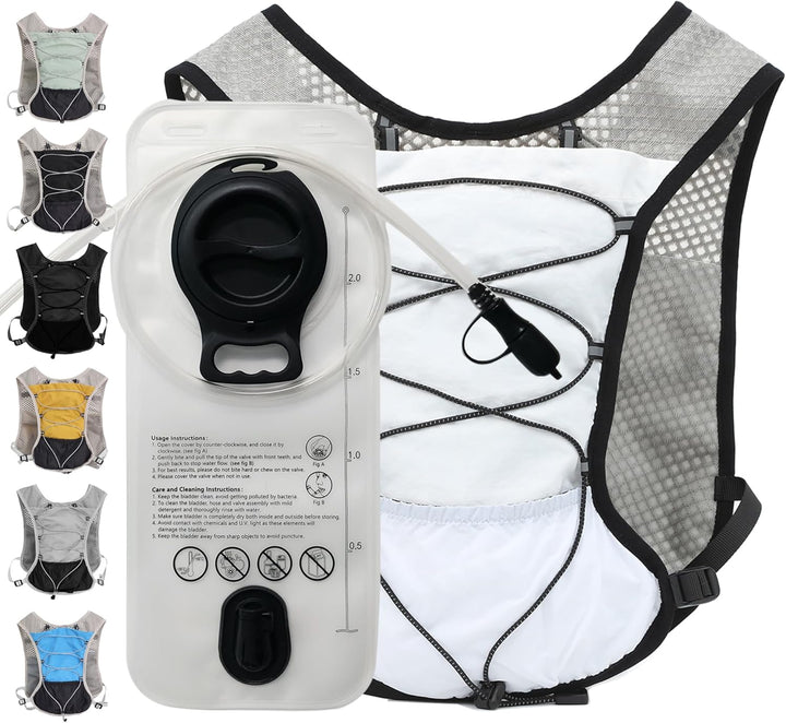 Unisex running vest, ultra-light design, complete with a 2L hydration bladder.