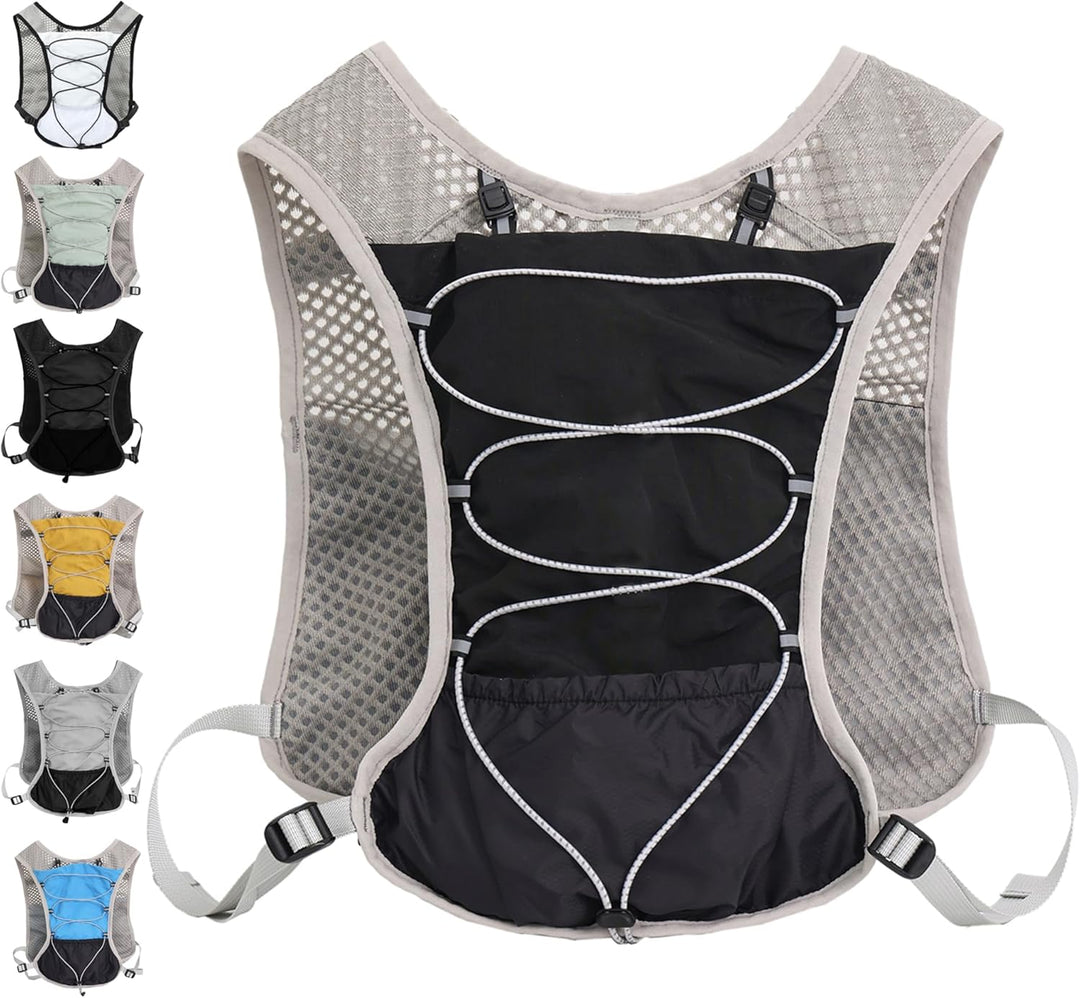 Trail running essential: Ultra-light hydration vest with durable 2L water bladder.