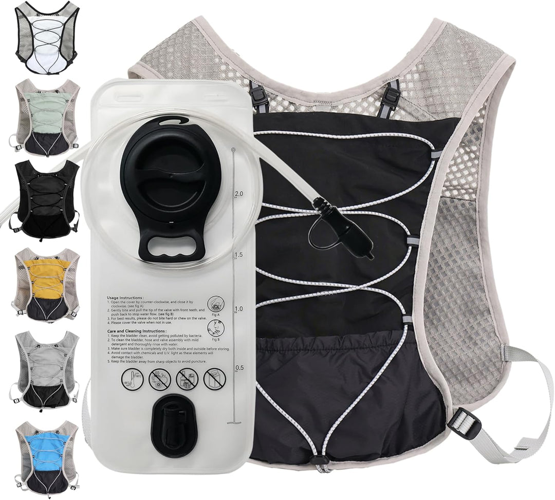 Unisex ultra-light running vest, perfect for hiking & marathon with 2L hydration.