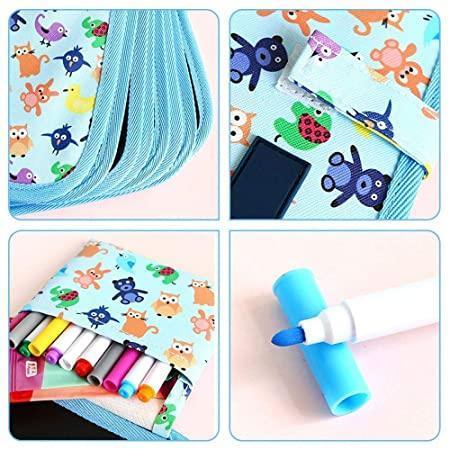 Portable reusable drawing book & 12 markers. Perfect educational travel toy for kids' activities.