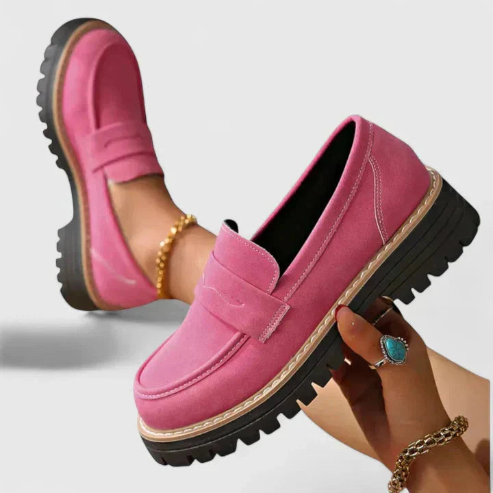 Women's orthopedic comfort loafers, supportive slip-on flats for everyday foot care and walking.