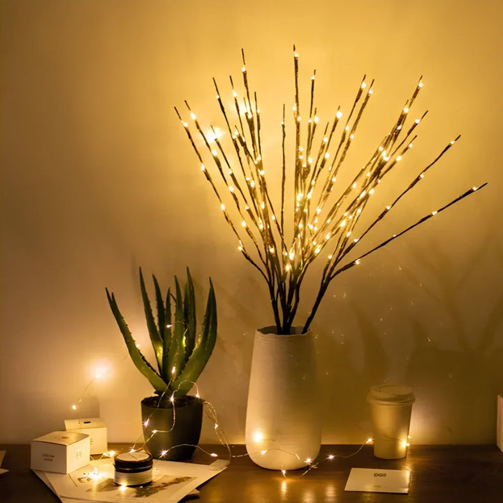 Enchanting LED warm white flower branches, a stunning addition to home ambient lighting.