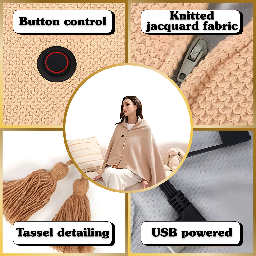 Warm USB cordless shawl, perfect for winter comfort in your home, office, or during travel.