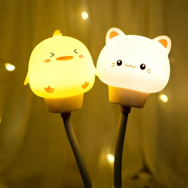 Adorable animal night light, soft LED lamp for child's room, a cozy bedside companion for kids.